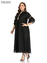 Plus size Dresses TOLEEN Women Size Large Maxi Elegant Evening Party Summer Black Abayas Long Muslim Festival Oversized Clothing 230130