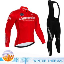 Jersey Sets Tour Of Italy Winter Thermal Fleece Set Sports Team Suit Mountian Cycling Clothing Ropa Ciclismo Invierno Hombre Z230130