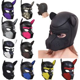 NXY Adult Toys Sexy Party Masks Puppy Play Dog Hood Padded Latex Rubber Role Cosplay Full Head Ears Halloween Sex Toy For Couple 1201