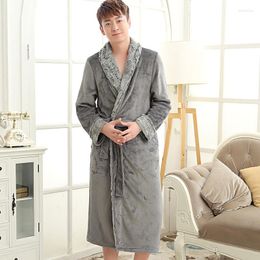 Men's Sleepwear On Sale Lovers Luxury Fur Soft As Silk Bathrobe Men Classic Long Flannel Winter Warm Kimono Bath Robe Male Dressing Gown