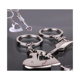 Party Favor Alloy Keychain Couple Keys Chains Pendant Key Ring Chain For Lovers Arrow Drop Delivery Home Garden Festive Supplies Even Dhney