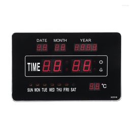 Wall Clocks 110-220V Hanging LED Digital Clock Calendar Temperature Day Real-time Display For Home Livingroom Decor