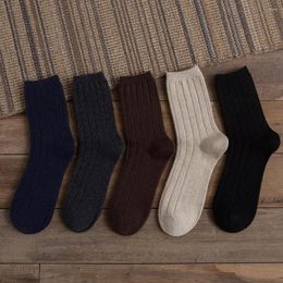 Men's Socks Business Men's Wool Autumn And Winter With Striped Plain Classic Casual Blended Soft Comfortable Soc