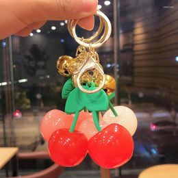 Keychains Cool Summer Cute Simulation Fruit Cherry Acrylic Couple Keychain Women Kids Backpack Pendant Car Key Chain Fashion Jewelry