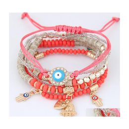 Charm Bracelets Kabh Fatima Hamsa Hand Evil Eye Charms Bangles Mtilayer Braided Handmade Beads Pseras For Women Men Gd1223 483 Q2 Dr Dhdx4