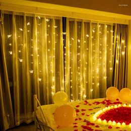 Strings 1.4 2.5M LED Heart Light String Love Curtain Lamp Christmas Fairy Tale Lights Wedding Wreath 8 Modes Dimming Box