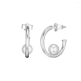 Hoop Earrings Cultured Contemporary Pearls Sterling Silver Jewellery For Woman DIY Wedding Gift Party Make Up Accessories