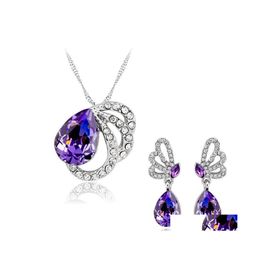 Earrings Necklace Bridesmaid Jewellery Set Earring Crystal African Fashion Indian Jewellery Party Drop Delivery Sets Dhplq