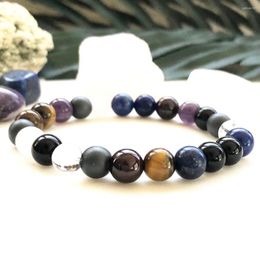 Link Bracelets MG0871 Gemstone Mixed Bracelet Matte Black Tourmaline Lapis Lazuli Handmade Crystal Beaded Mala