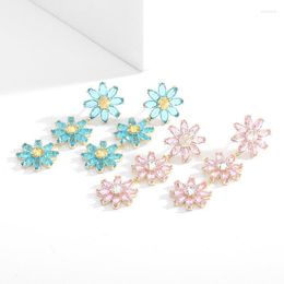 Dangle Earrings Crystal Flower For Women Sweet Statement Christmas Eardrop Designer Luxury Cubic Zirconia Water Drop Earings