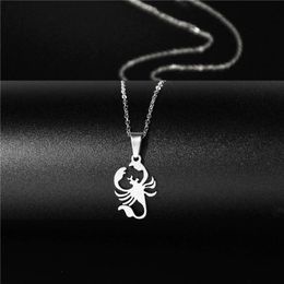 Pendant Necklaces Women Jewelry Stainless Steel Scorpio Long Chain Silver Color Scorpion Necklace For Men Christmas GiftPendant