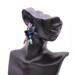 Dangle Earrings & Chandelier Stone Crystal Flower Drop For Women Fashion Multicolor Rhinestone Modern Jewelry GiftDangle