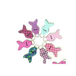 Party Favour Mermaid Chapstick Holder Neoprene Lipstick Keychain Personal Chapsticks Wrap Key Ring Sleeve Women Balm 100Pcs Drop Deli Dhubm