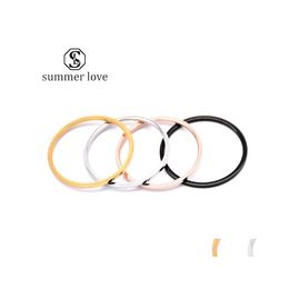 Band Rings Arrival 1Mm Stainless Steel Glossy Ring 4 Colours Fine Ordinary Midi Slim Stacking Couple Lucky Engagement Wedding Jewellery Dhwuq