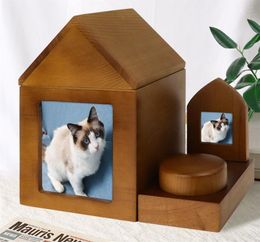 Chinese Style Products Urns Urn Dog Pet Box Cremation Memorial Wooden Cat Keepsake Personalised Cats Boxes Dogs Po Ash Custom Frame Picture Puppy 230130