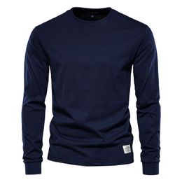 Men's T-Shirts Spring men T Shirt Fashion O-neck Long Sleeved Cotton Mens Tshirts High Quality Man T-shirt 12 Color 230130