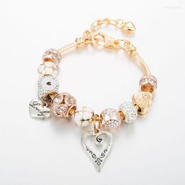 Charm Bracelets ANNAPAER Heart Charms Bracelet Bangle Pulseras Mujer For Women Crystal Beads Fit Jewellery B19041