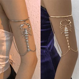 Charm Bracelets Vintage Scorpion Upper Arm Bracelet Metal Tassel Pendants For Women Men Hip Hop Beach Jewelry