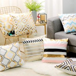 Pillow Stripe Stamping Gold Feather Mattress Coverings Geometry Polyester Printed Life House Pillows Cover Decoration