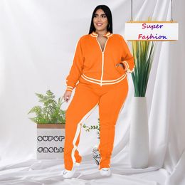 Women's Plus Size Tracksuits XL5XL Two Piece Sets Womens Outfits Fall Casual Long Sleeve Sweatsuits Pant Suits For Female Clothing 230130