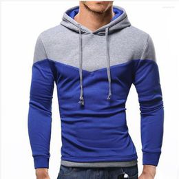 Men's Hoodies 2023 Autumn & Winter Fashion Color Matching Plus Size Hooded Hoody Thickened Slim Fit All-match Men Tops Tide