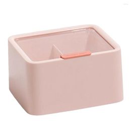 Storage Boxes Box Plastic Double-Compartments Desktop Stationery Cosmetics Organizer Sundries Cotton Pad Holder Bathroom Pink