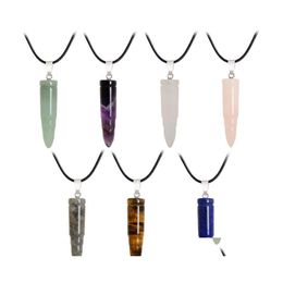 Pendant Necklaces Necklace Natural Stone Pendants Rose Quartz Healing Crystals Women Luxury Jewellery Vintage Crystal Drop Delivery Dhqep