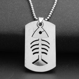 Pendant Necklaces Gift Stainless Steel Double Layer Fish Bone Charm Necklace Detachable Sea Bottom Animal JewelryPendant