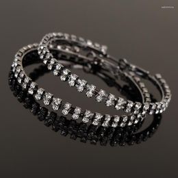 Hoop Earrings YFJEWE Fashion Women Rhinestone Double Crystal 55mm Circle Gun Black Party Jewellery Accessories E162