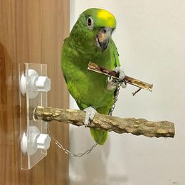 Other Bird Supplies Parrot Wooden Standing Stick Rack Suction Cup Shower Perch Bar Rod Bathing Toy Perches Cage Accessories Pet Supply 230130