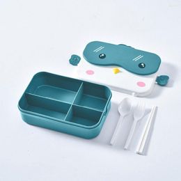 Dinnerware Sets Portable Lunch Box 4 Grids Picnic Container Storage Bento With Tableware Microwave Oven Boxes For Outdoor School Pink