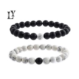 Beaded Strands Natural Matte Black Stone Bracelet White Pine Couple Set 8Mm Manual Energy Drop Delivery Jewellery Bracelets Dhs3Z