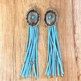 Dangle Earrings & Chandelier Western Concho Pumpkin Flower Long Tassel Turquoise Earring Vintage Simplicity Alloy Casual High Quality Trendy