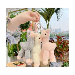 Keychains Lanyards Cute Lovely Alpaca Plush Toy Japanese Alpacas Soft Stuffed Sheep Llama Animal Dolls Keychain Doll 18Cm 291C3 Dr Dhykw