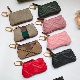 Men women Key Wallets Designer Fashion Coin Purse Card Holder Pendant Wallet genuine leather zipper Bag Accessoires 8 Colour