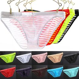 Underpants Erotic Briefs Mesh Transparent Brief Ice Silk See-through Seamless Low Waist Underwear Men Sexy Teas Panties UnderpantsUnderpants