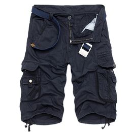 Men's Shorts Summer Cotton Cargo Men Fashion Multi Pocket Solid Color Causal Mens Loose Outdoor MID No Belt 230130