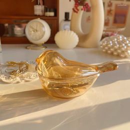 Storage Bottles Ins Amber Bird Jewellery Box Glass Necklace Ring Pearl Small Container Home Furnishing Tray