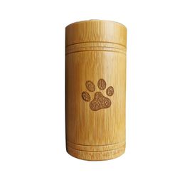 Chinese Style Products Handmade Bamboo Pet Urns Dog Paw Cat Foot Pattern Cremation Ashes Urn Keepsake Casket Columbarium for Dogs Accessories 230130