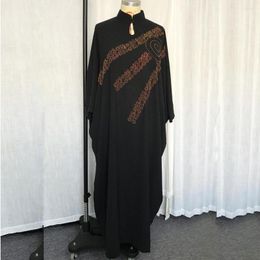 Ethnic Clothing Elegant Women Turtleneck Muslim Dress Moroccan Kaftan Diamond Ramadan Abaya Djellaba Loose Bat Sleeve Robe African Long
