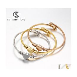 Link Chain Fashion Stainless Steel Bracelet Heart Love Sier Rose Gold Bangle Simple Adjustable Size Jwerly Friend Gift For Womeny D Dhm4T