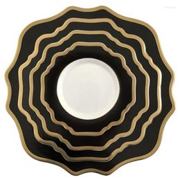 Plates Luxury Dinner Serving Set Vintage Bone China Dishes Western Plate European Style Household Black