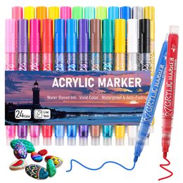 Markers 1224 Colours Acrylic Paint Sketching Pen For Rock Painting Canvas Wood Ceramic Glass Art 043024 230130