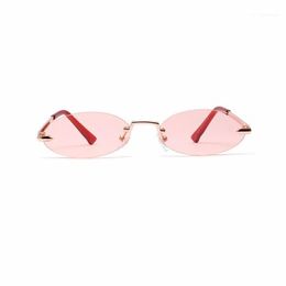 Sunglasses IGUETTA Retro Oval Women Brand Designer Alloy Clear Sunglass 2023 Fashion Rimless Sun Glasses IYJB647