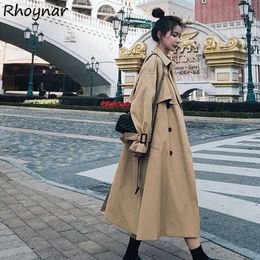 Women's Trench Coats Trench Women French Temperament Autumn Fashion Design Vintage Tunic Sashes Loose Retros Double Breasted Windbreaker Female Y2K 230130