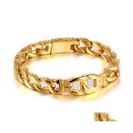 Link Chain Link Fashion Gold Mens Charm Bracelets Retro High Quality Cool Male Biker Jewelry Accessory 22Cm 3722 Q2 Drop Delivery Dhkon