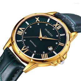 Wristwatches OCHSTIN Quartz Women Watches Luxury Slim Japan Movement Date Gold Green Leather Ladies Business Clock Waterproof Montre Femme