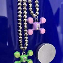 Anhänger Halsketten Mode Edelstahl Runde Perle Kette Viereck Ball für Männer Frauen Persönlichkeit Nische Design Sinn Halskette Gi241o
