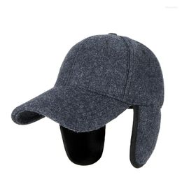 Ball Caps Dad Winter Bomber Hat Adult Ski Thick Warm Fleece Lining Felt Sport Big Head Man Plus Size Wool Baseball Cap 55-59cm 60-65cm