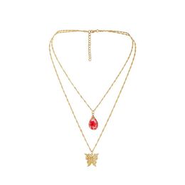 Pendant Necklaces Fashion Shiny Butterfly Necklace Ladies Exquisite Double Layer Clavicle Chain Jewelry Women Gifts Dh Drop Delivery Dh9Tu